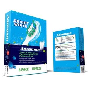 Aoremon Bright White Toothbrush Heads - 6 Pack (NEW)